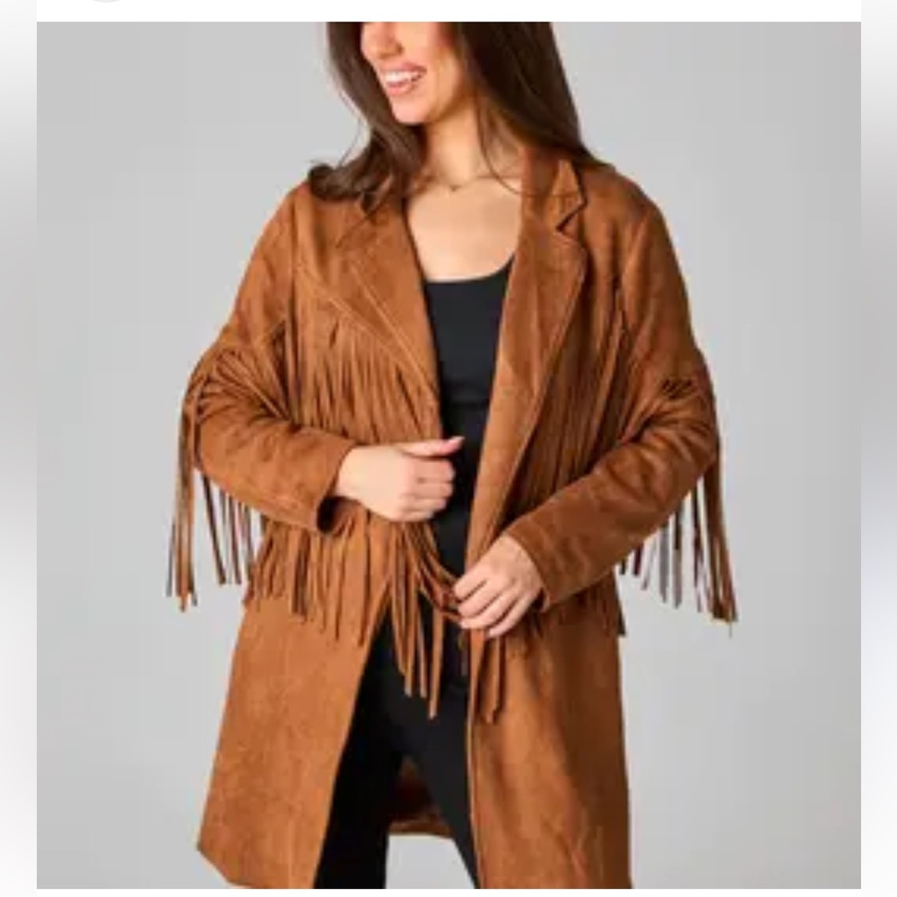 Buddy Love Brown Suede Fringe Trench Coat
